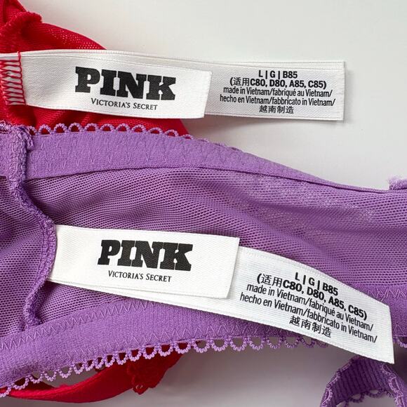 PINK Victoria’s Secret Bundle of 2 Wink Unlined Scoop Lace Bralettes Size Large - Picture 10 of 13